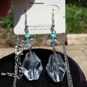 Boho Earrings Long Faceted Lucite Drop Dangles NWT